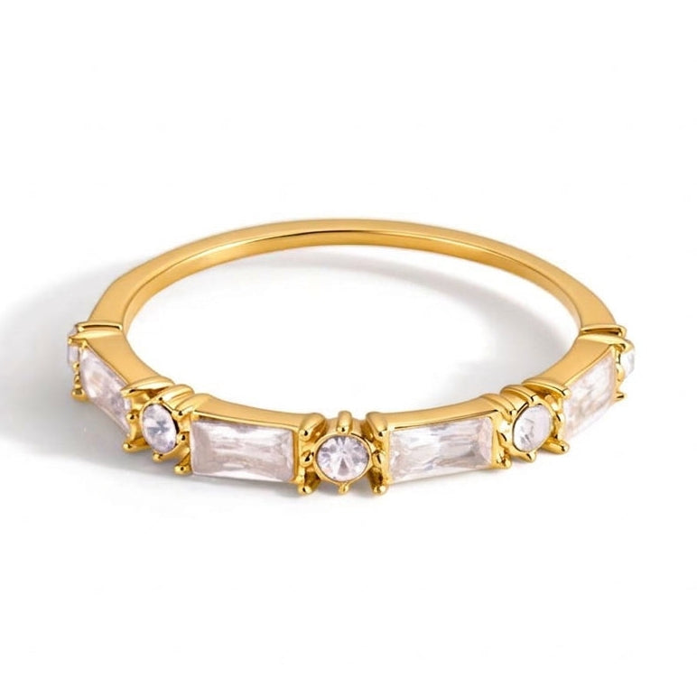Minimal Baguette & Round Crystal Band