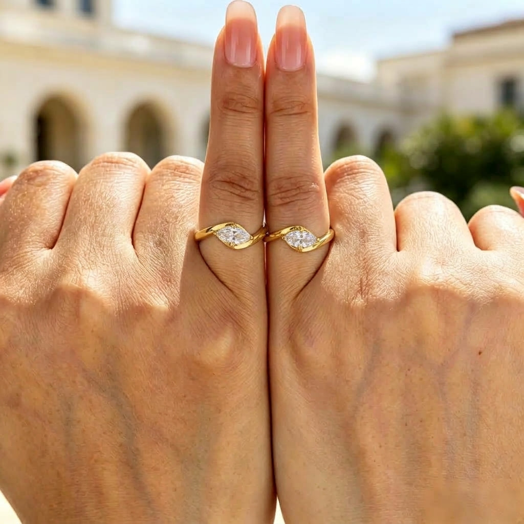 Marquise-Cut Bypass Pinky Ring