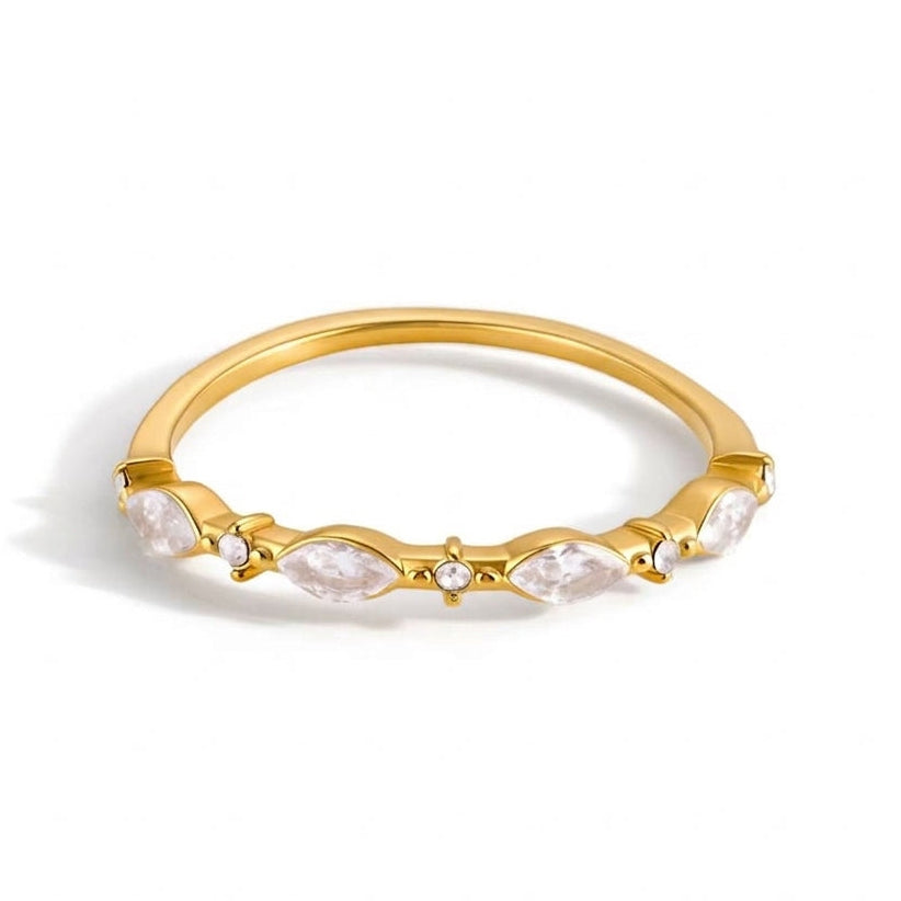 Minimal Baguette & Round Crystal Band