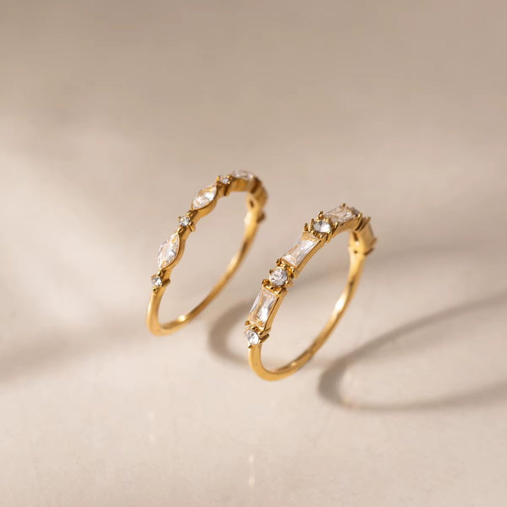 Minimal Baguette & Round Crystal Band