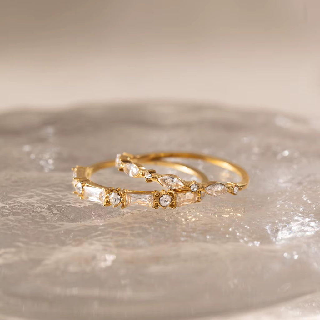Minimal Baguette & Round Crystal Band