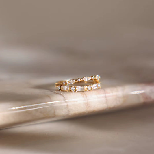 Minimal Baguette & Round Crystal Band