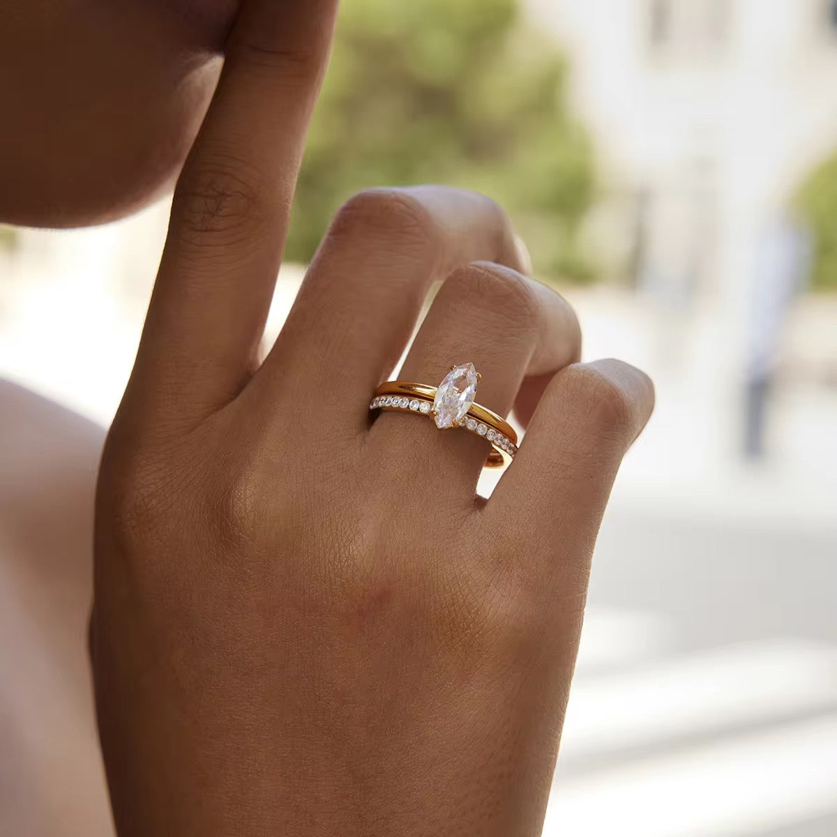 Stacy Marquise Layered Ring