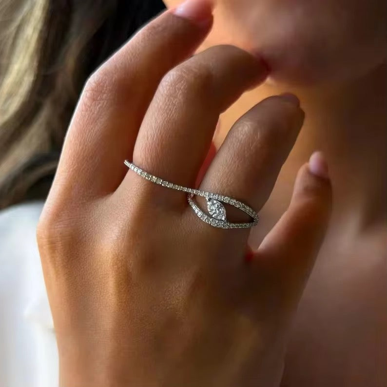 Marquise Pavé Two-Finger Ring