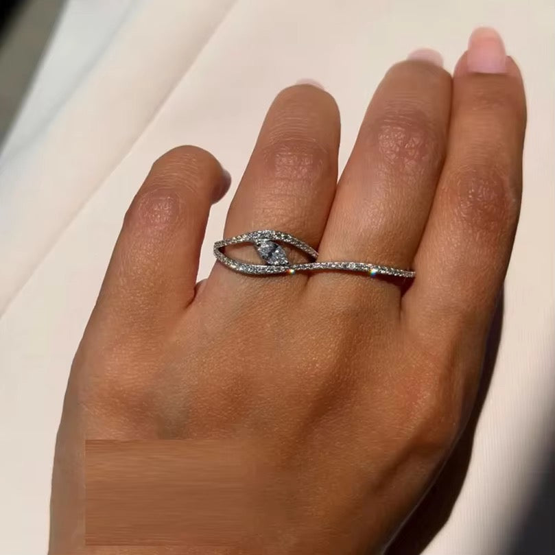 Marquise Pavé Two-Finger Ring