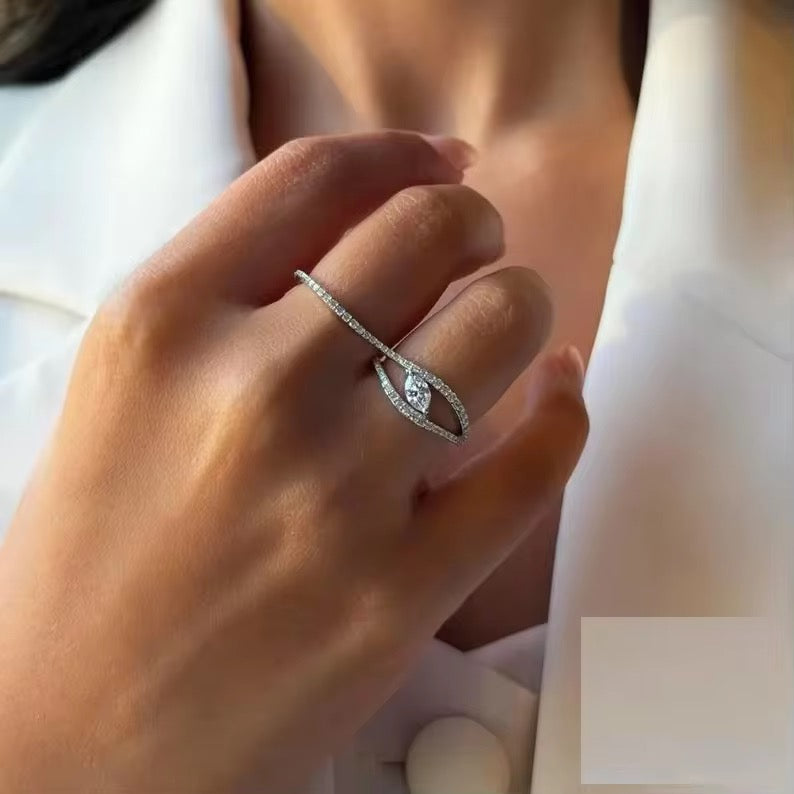 Marquise Pavé Two-Finger Ring