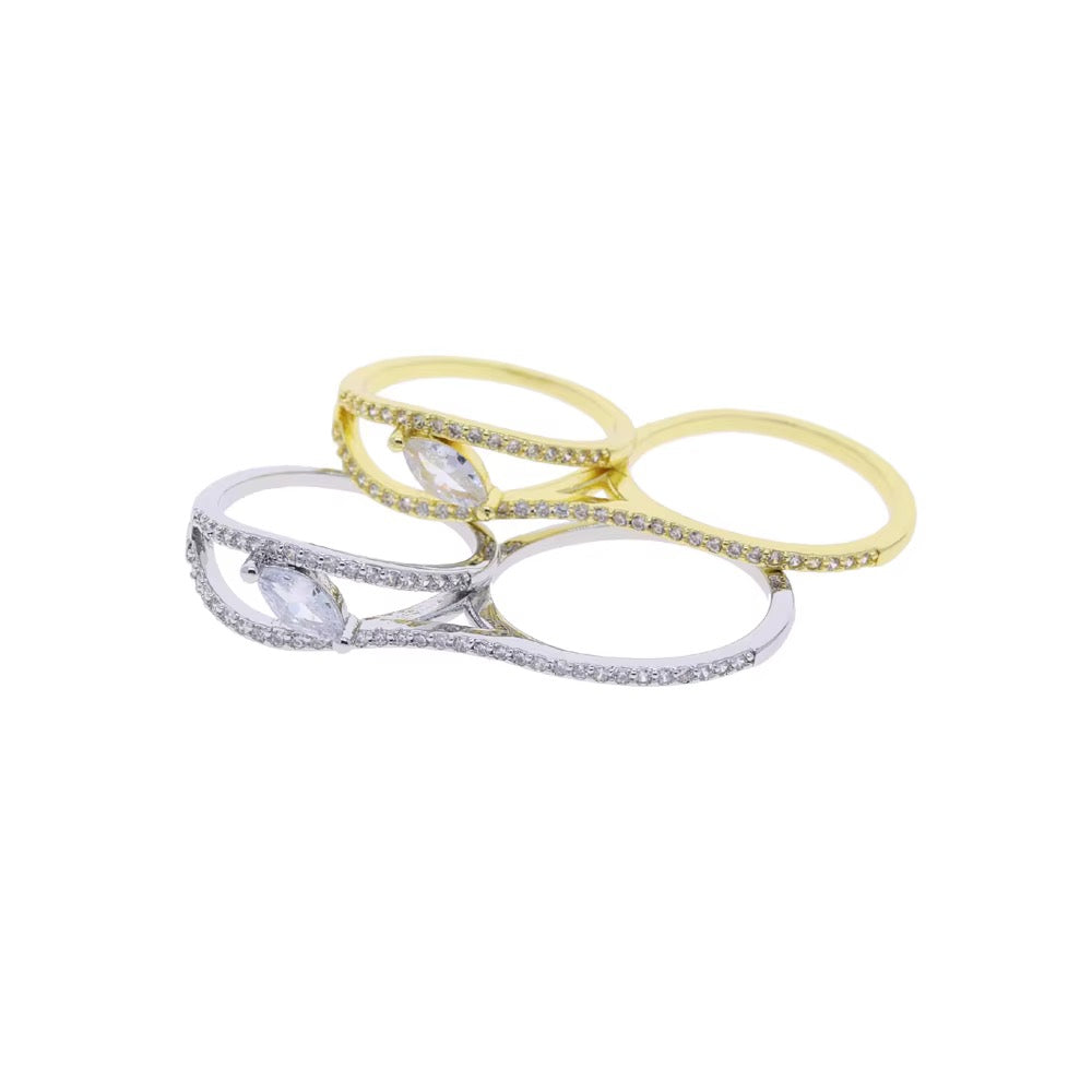 Marquise Pavé Two-Finger Ring