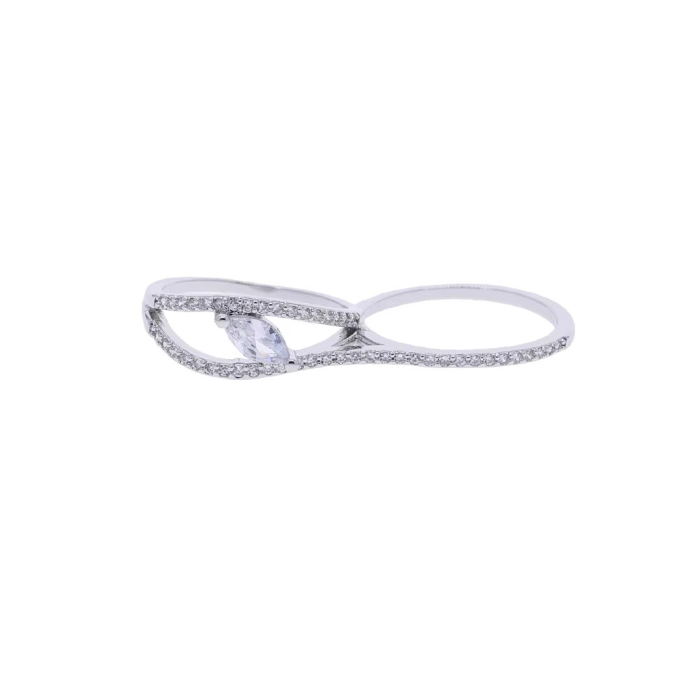 Marquise Pavé Two-Finger Ring