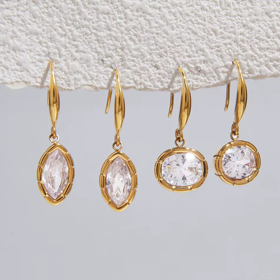 Marquise & Oval Drop Earring (A:marquis B: oval)