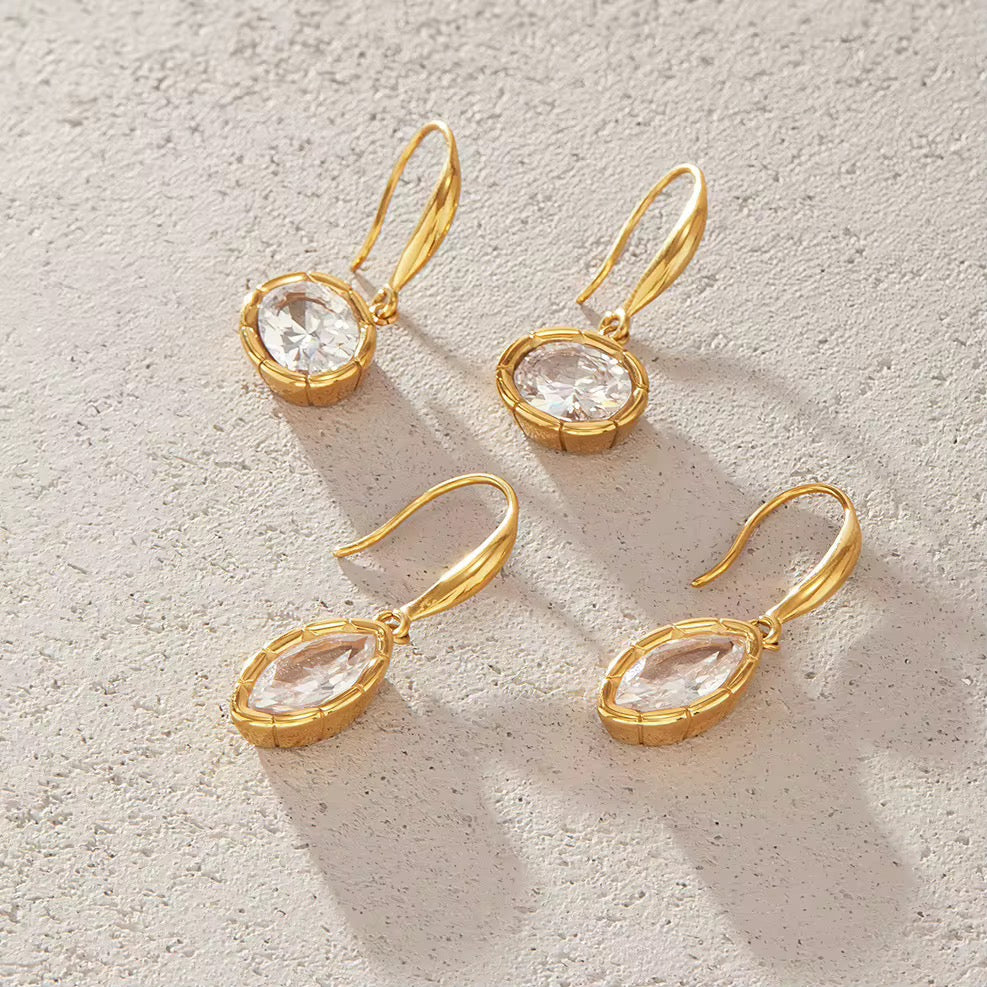 Marquise & Oval Drop Earring (A:marquis B: oval)