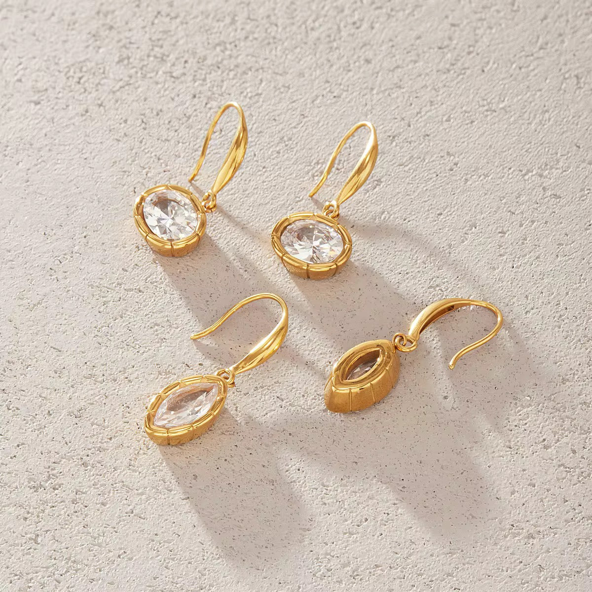 Marquise & Oval Drop Earring (A:marquis B: oval)