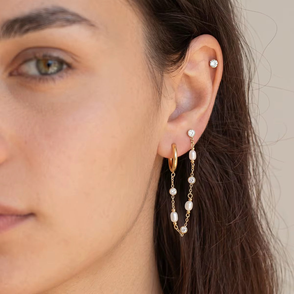 White Wave Loop Earring Set