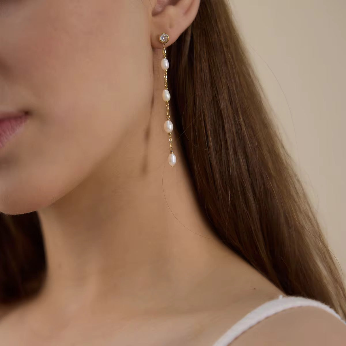 White Wave Linear Drop Earring