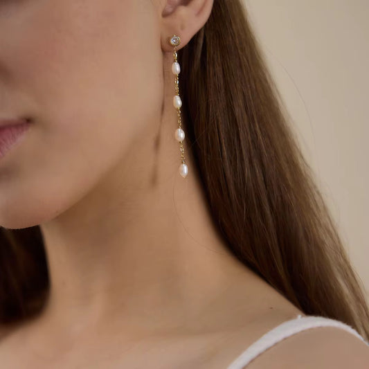 White Wave Linear Drop Earring