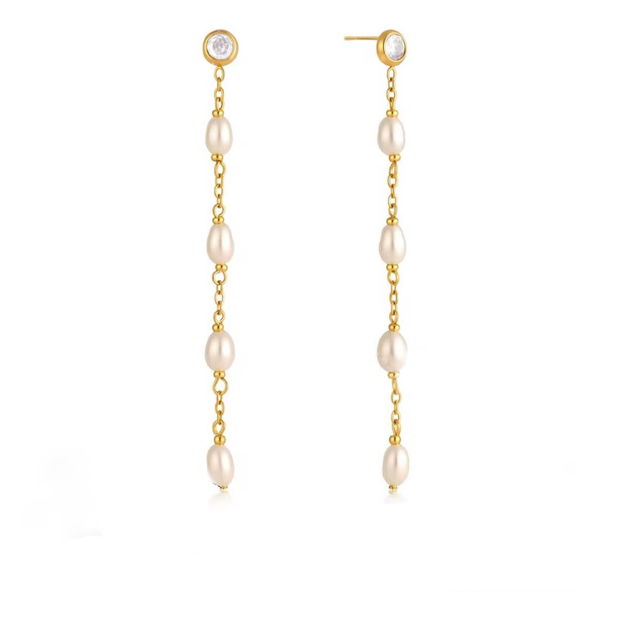 White Wave Linear Drop Earring