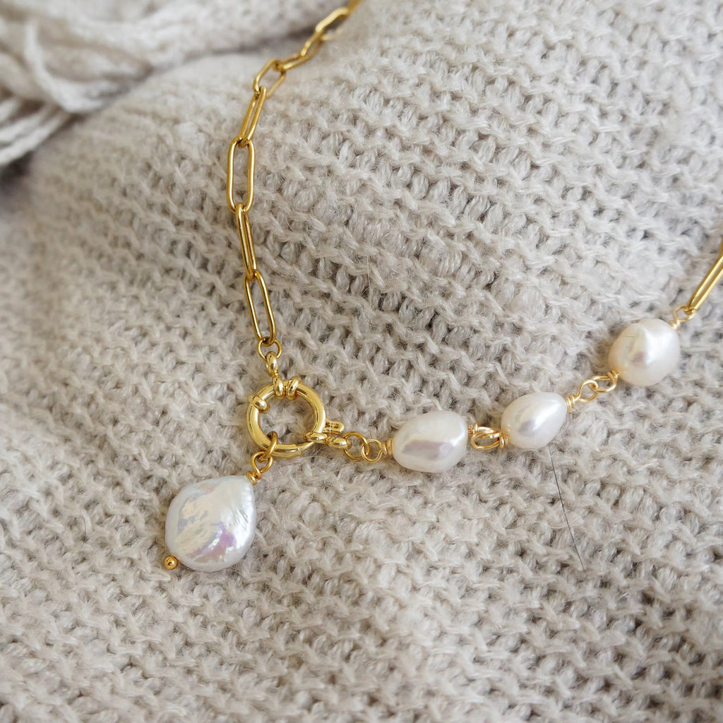 Asymmetric Baroque Link Necklace