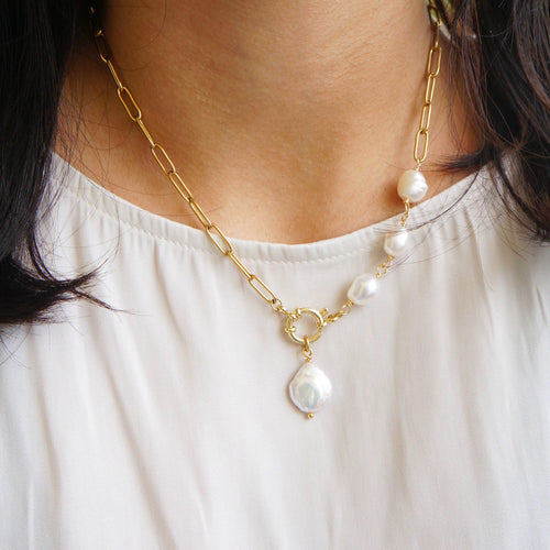 Asymmetric Baroque Link Necklace