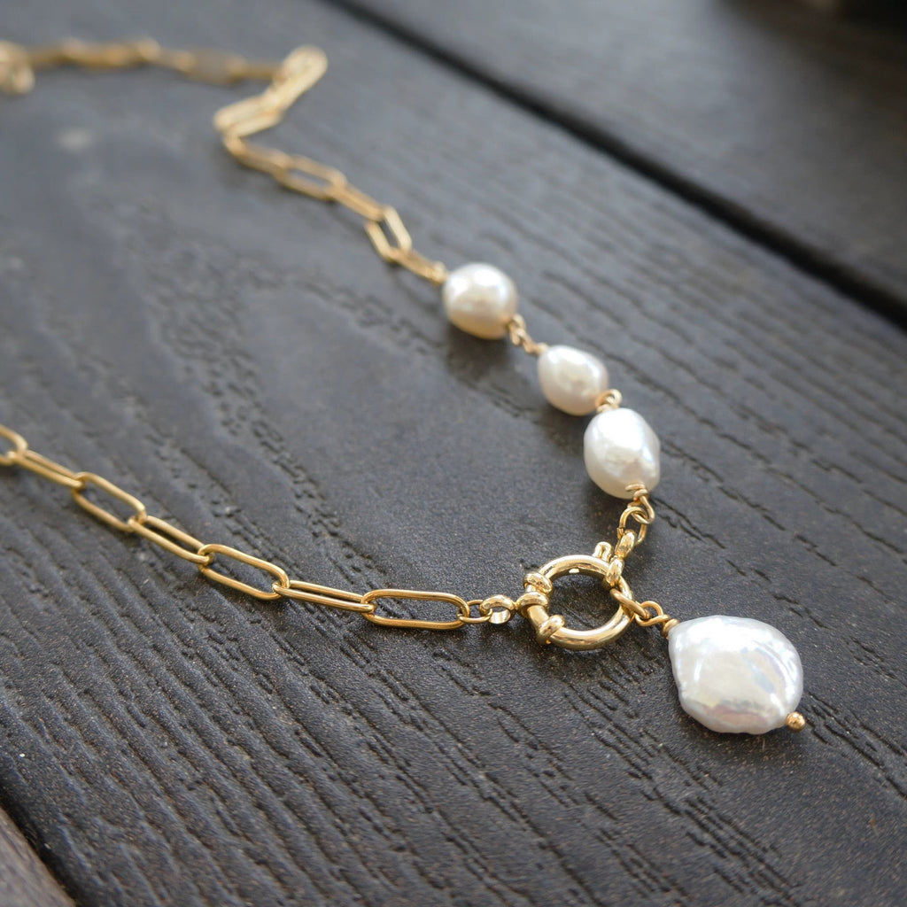 Asymmetric Baroque Link Necklace