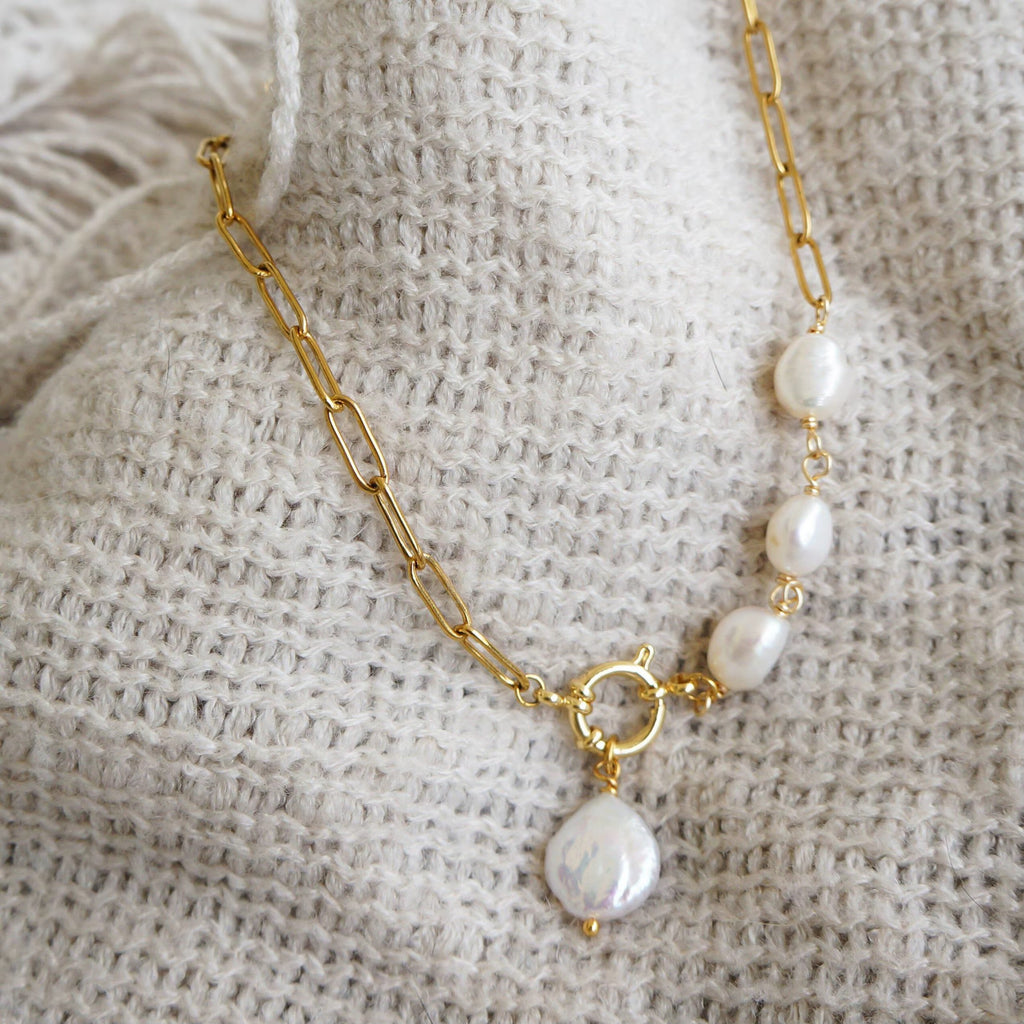 Asymmetric Baroque Link Necklace
