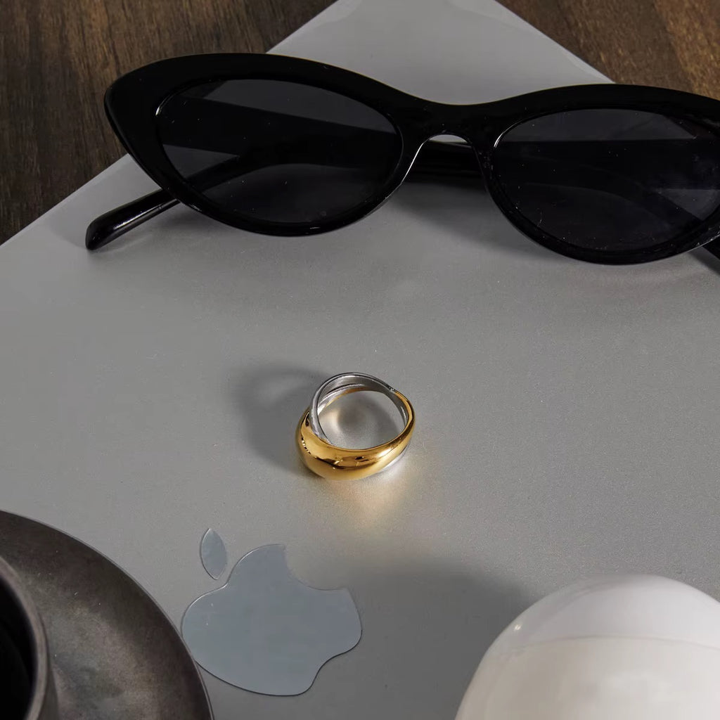 Bold Two-Tone Crossover Ring