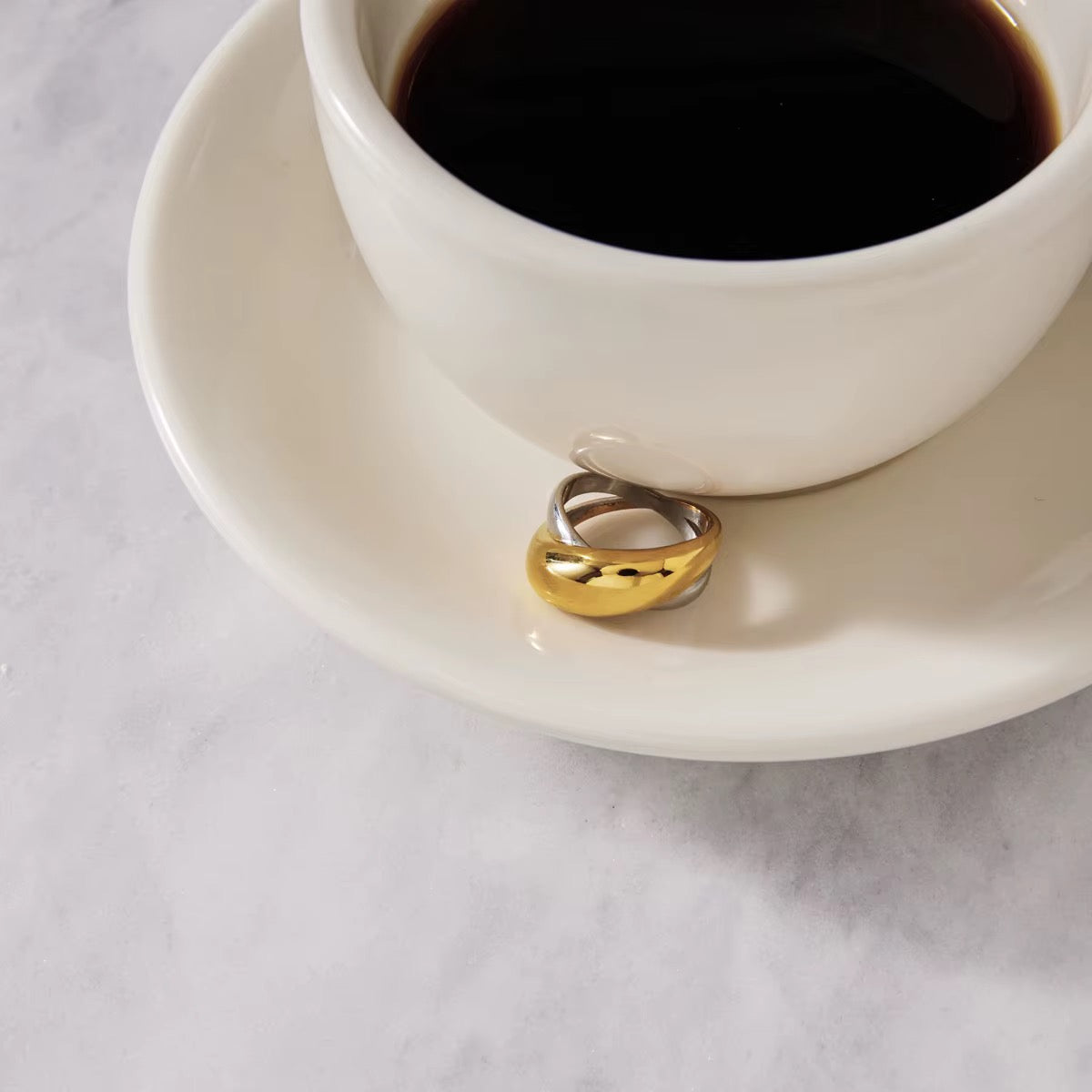 Bold Two-Tone Crossover Ring