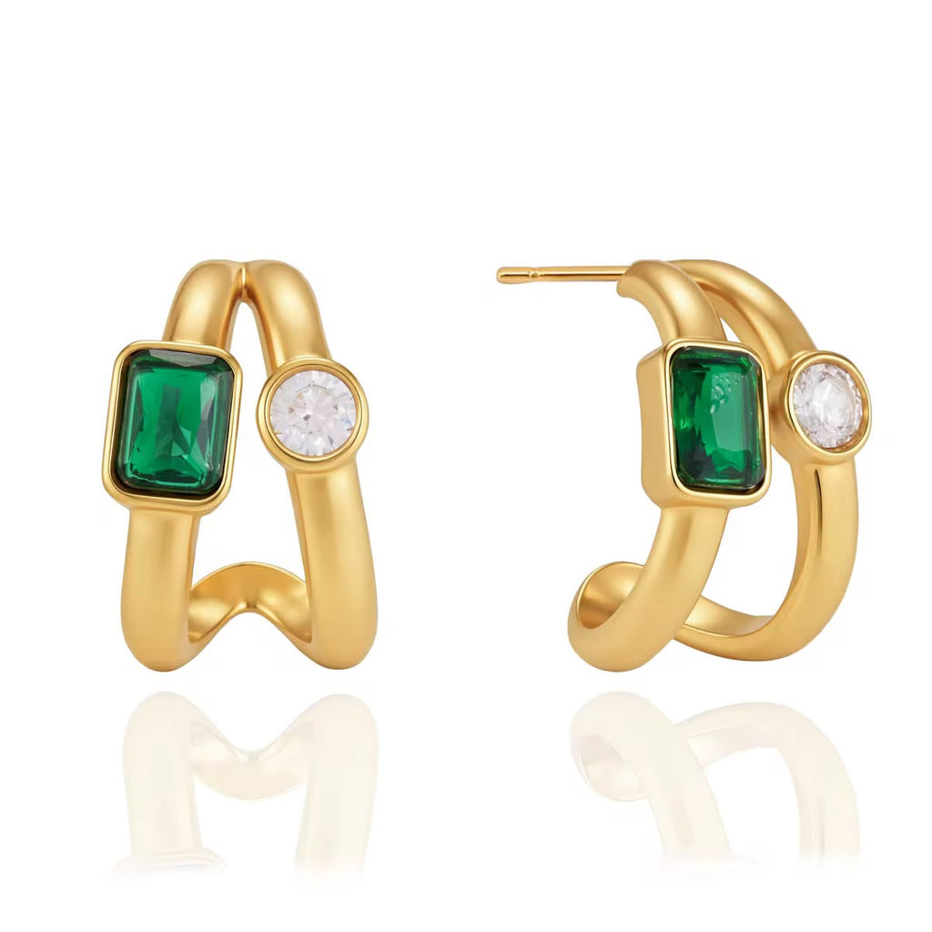 Emerald Duet Hoops