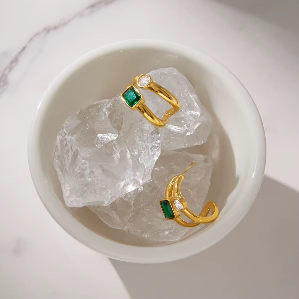 Emerald Duet Hoops