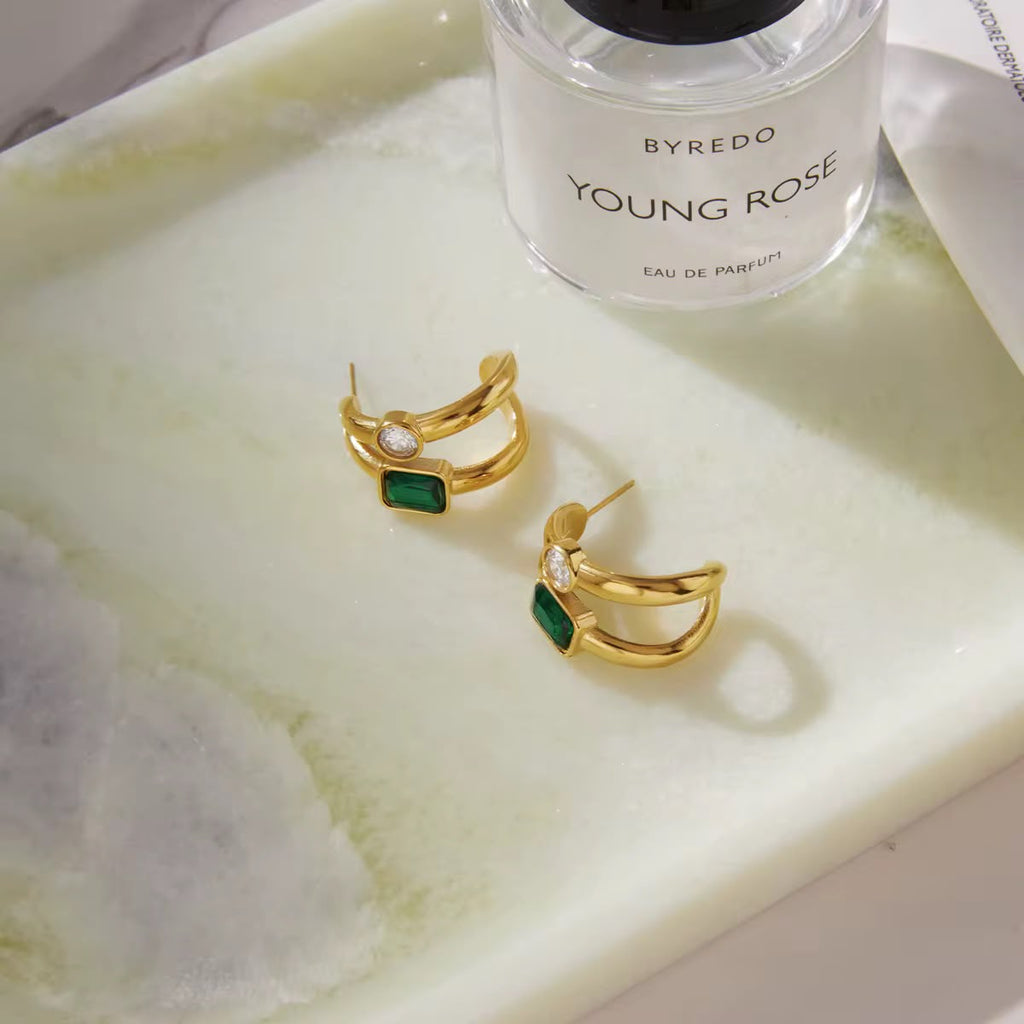 Emerald Duet Hoops