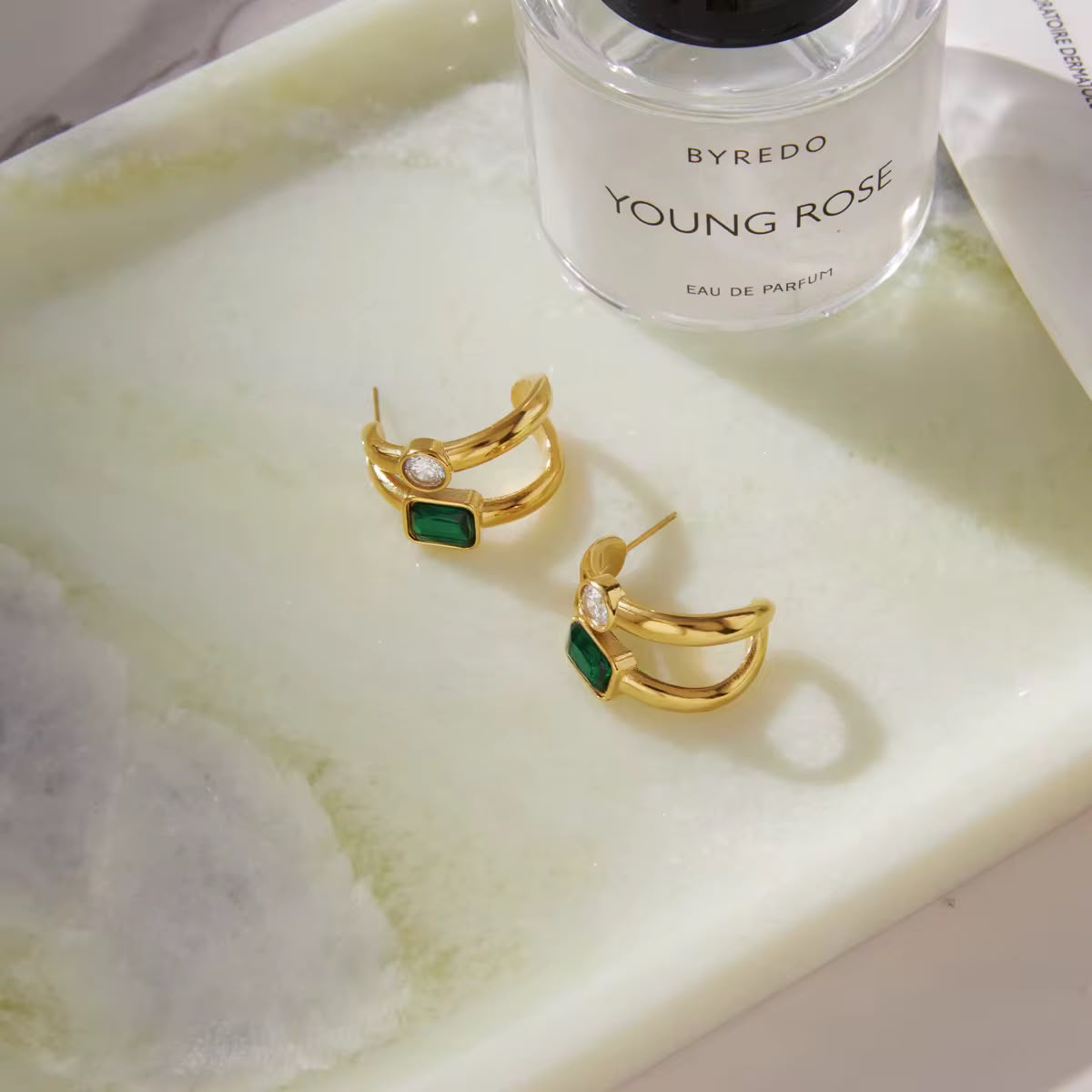 Emerald Duet Hoops
