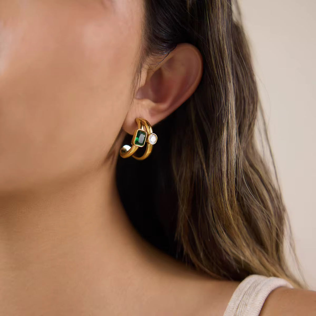 Emerald Duet Hoops