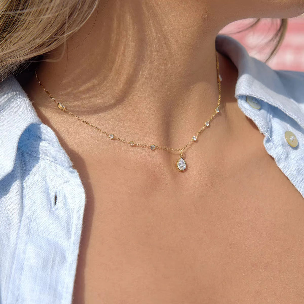 Bezel Drop Necklace