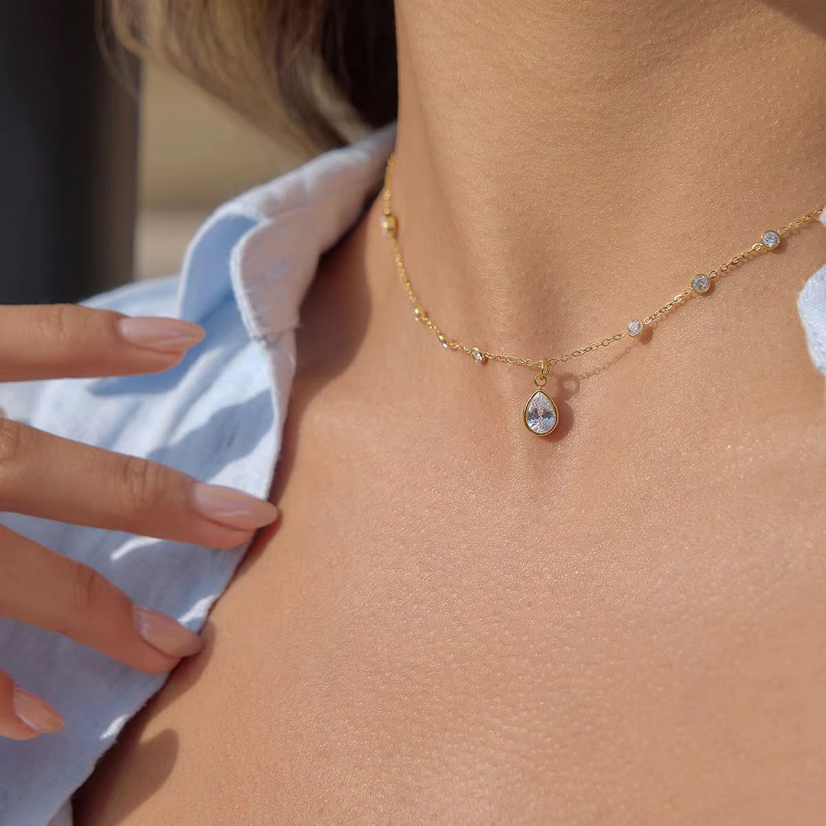 Bezel Drop Necklace