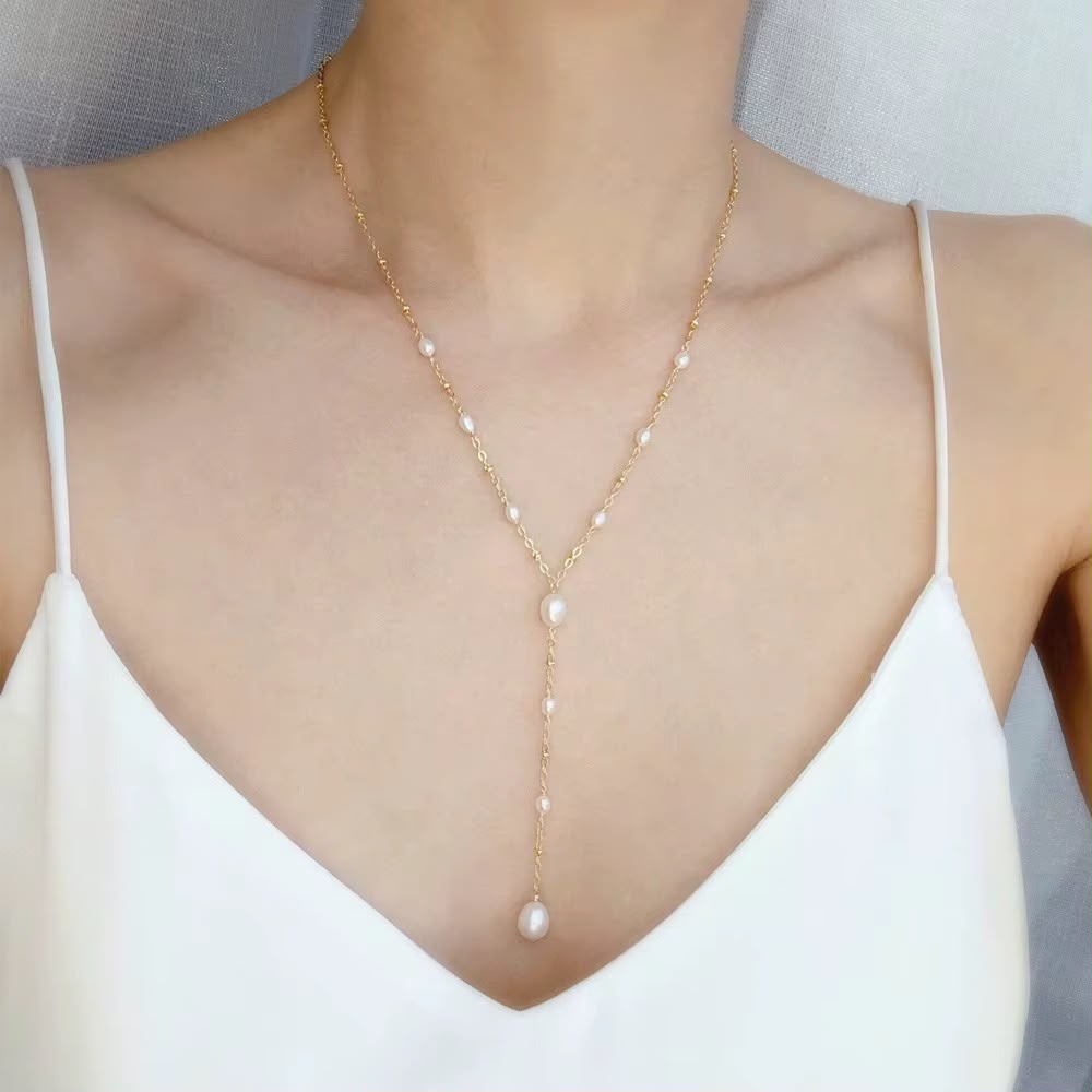 Ella Fresh Water Pearl Y Necklace