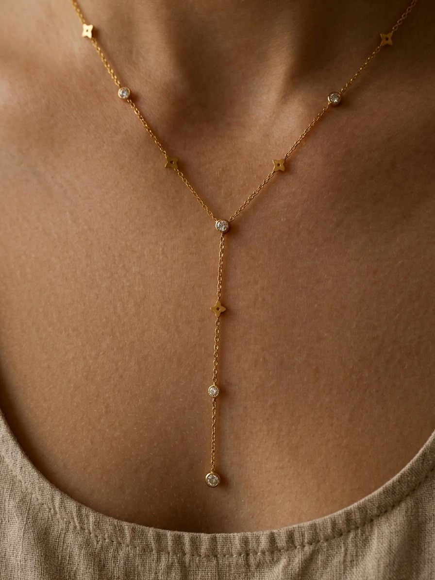 Dainty Clover Y Necklace