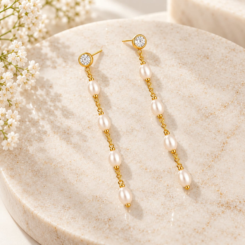 White Wave Linear Drop Earring