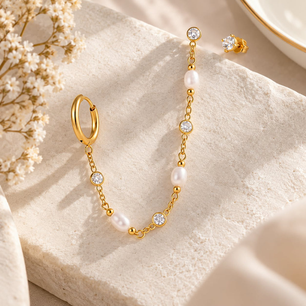 White Wave Loop Earring Set